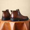 Men's Genuine Leather Boots Fashion Casual High Top Boots Side Zip Ankle Boots for Men Classics Business Short Boot Botas Hombre