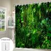 Eleganter wasserdichter Duschvorhang mit grünem Wald- und Blätterdesign – Perfekt, um die Schönheit der Natur in Ihr Badezimmer zu bringen