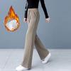 Winter Women Chic High Waisted Pants Lady Korean Style Versatile Solid Trousers Female Thermal Thicken Straight Leg Slacks