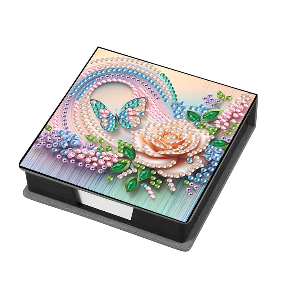 Girl Leather Gem Painting Memo Pad Holder Mosaic Kit Diamond Art Note Box with 160 Sheets of Paper for Adults Beginners