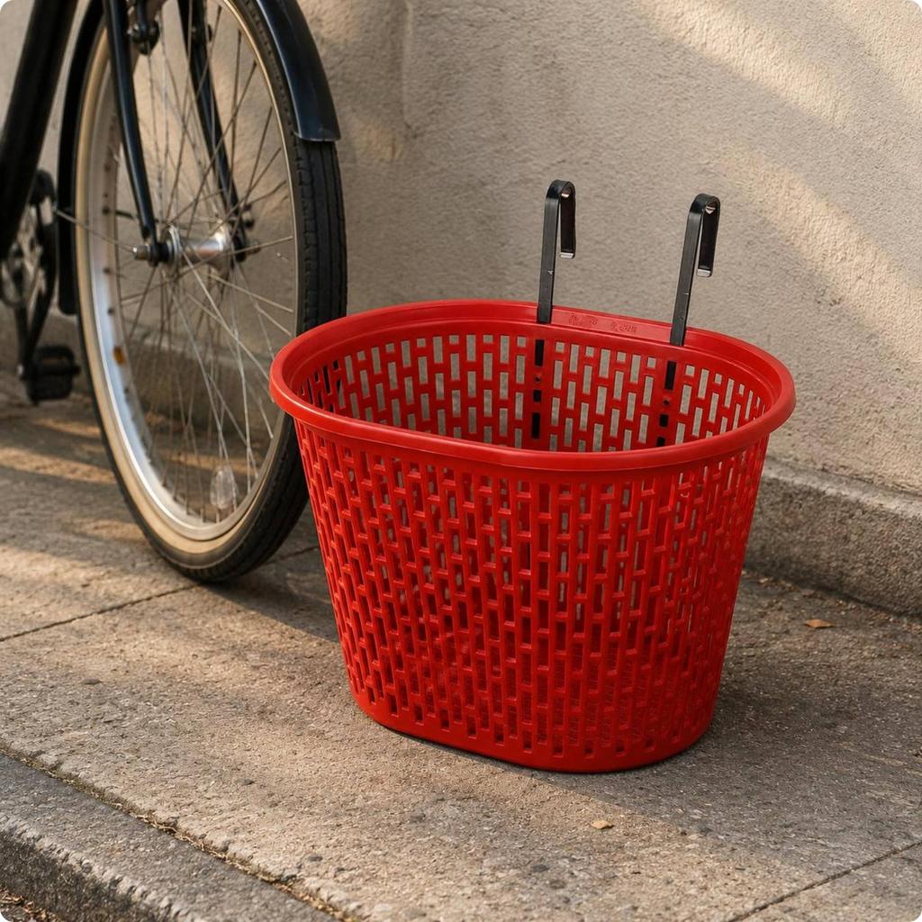 Plastic Cycle Basket Foldable Handlebar Basket Large Capacity Sturdy For Commuting