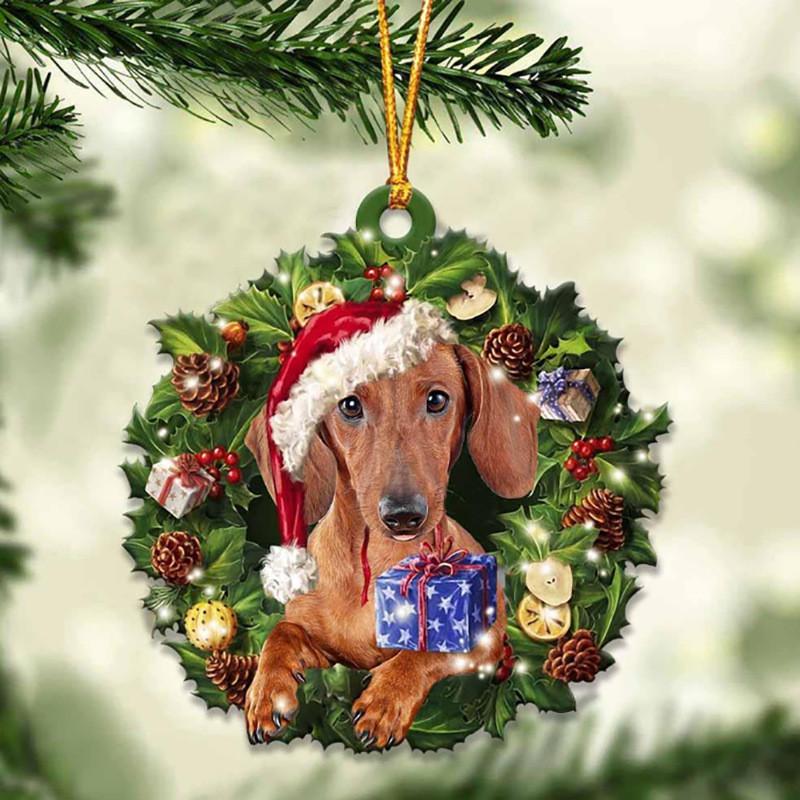 Cute Christmas Acrylic Dog Hanging Decor For Rearview Mirror And Home Spaces