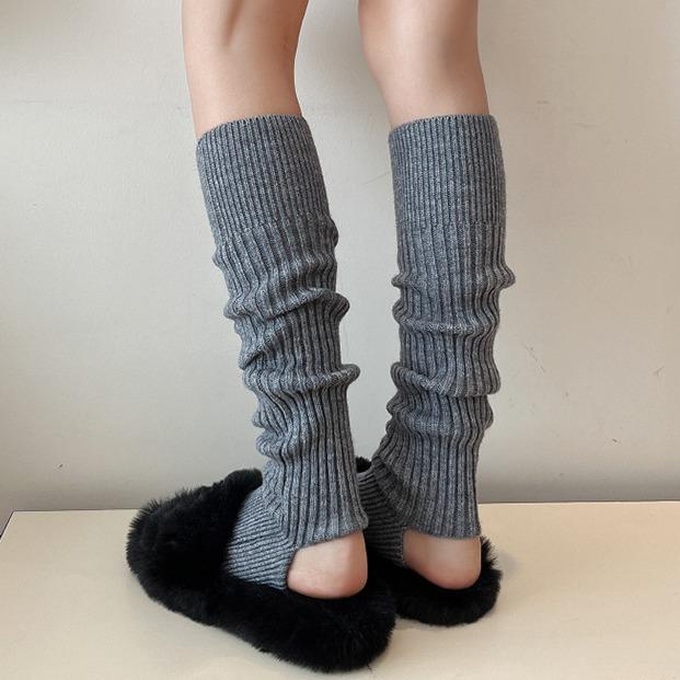 Long Socks For Women Stirrupped Leg Warmers Autumn Winter Over Knee Boot Cuffs Girl Knitted Over-the-calf Leggings Socks