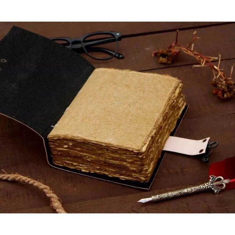 Baum Leder Journal Kristall Deckle Rand Altes Papier Vintage Tagebuch Für Geschichte Schreiben