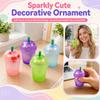 Squishy Glitter Cup Shape Stress Relief Toy Light Up Sensory Fidget Squeeze Toy for Kids and Adults Soft Flexible Material