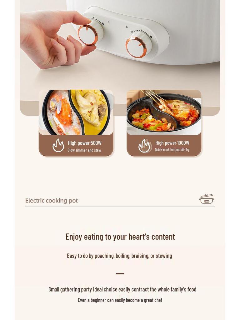 McKen Bear 7L Dual-Speed Electric Cooker with Multifunctional Yin-Yang Hot Pot