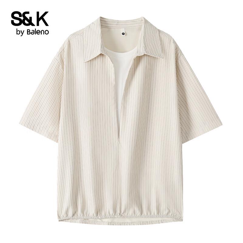 Baleno Men's S&K Faux Two-Piece Striped Casual Shirt