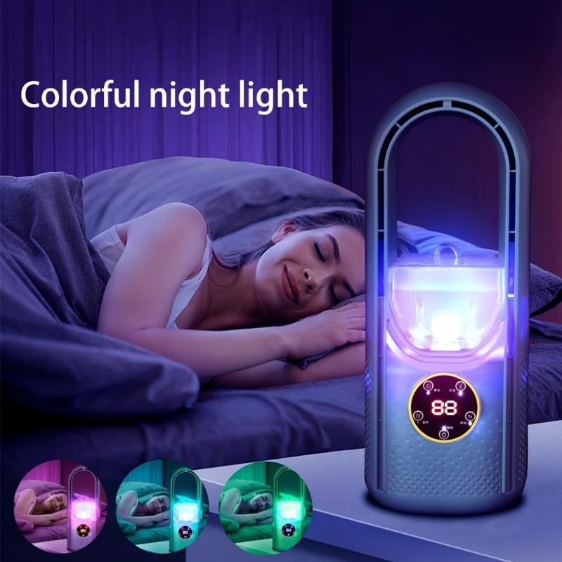 2025 New Bladeless Fan Leafless Spray Fan Usb Mute Desktop Bedroom Night Light Humidifying Electric Fan Portable Camping Fan New
