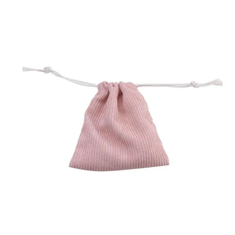 Women's Outdoor Travel Solid Color Portable Headphones Data Cable Drawstring Storage Bag Pocket Cosmetic Bag