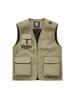 Men's Outdoor Multi-Pocket Vest, Sleeveless V-Neck for Casual, Fishing & Photography - Lightweight Spring/Autumn Workwear.