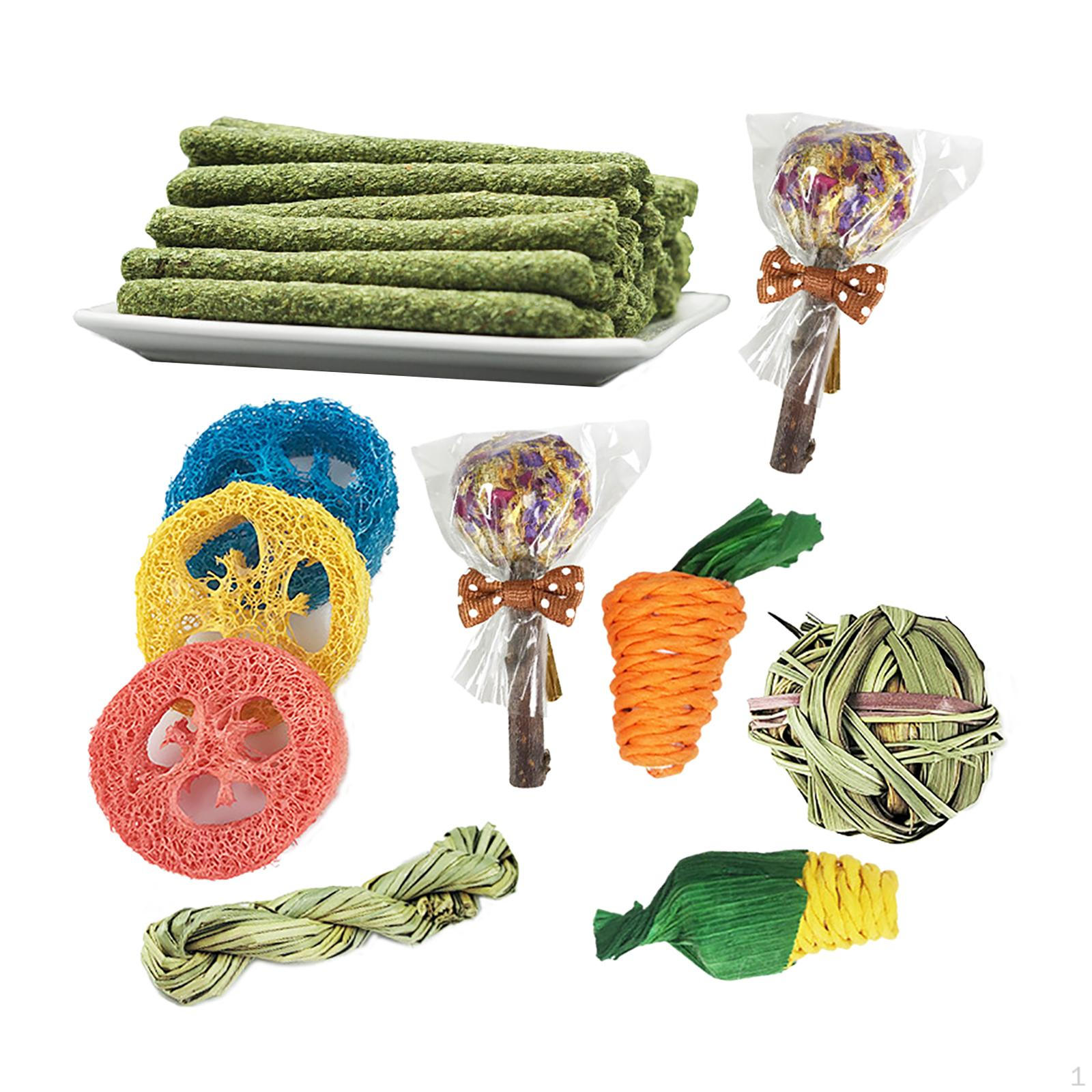 

14x Chew Toys Set Loofah Rats Chinchillas Hamster Small Animals Molar Activity Playing Exercise