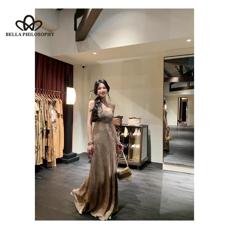 

Новое облегающее сексуальное элегантное длинное платье трапециевидной формы в китайском стиле с поясом и принтом на бедрах S хаки