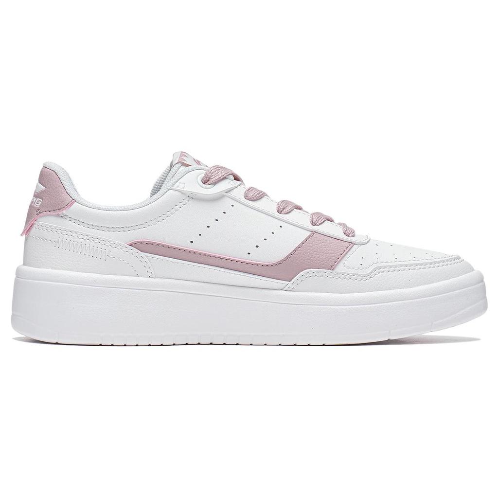 New LiNing Relaxing Anti Slip Wear Resistant Low Top Skateboard Shoes Women's White Pink AGCT402-3
