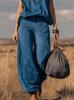 2026 Western Style Sleeveless Suede Plush Wide-Leg Tapered Suit