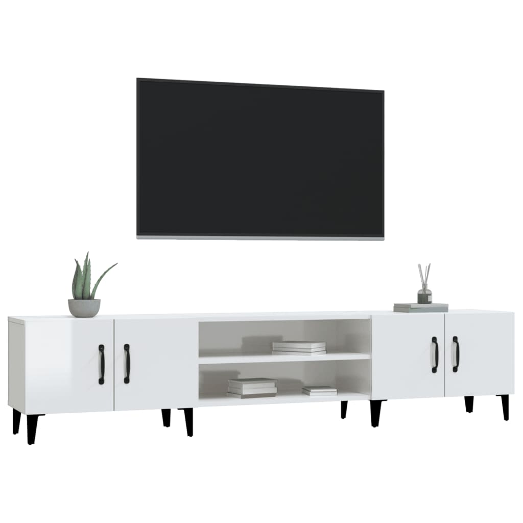Glossy White TV Cabinet 180 X 31.5 X 40 Cm Particleboard