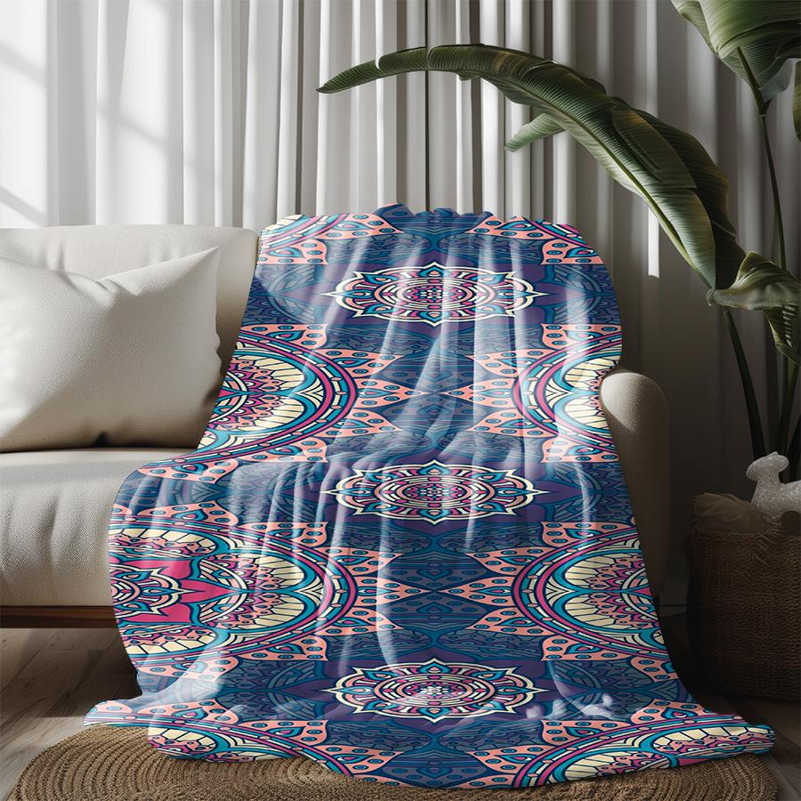 Colorful Mandala Design Microfiber Flannel Cover Blanket Bedroom Living Room Sofa Soft And Comfortable Home Decoration