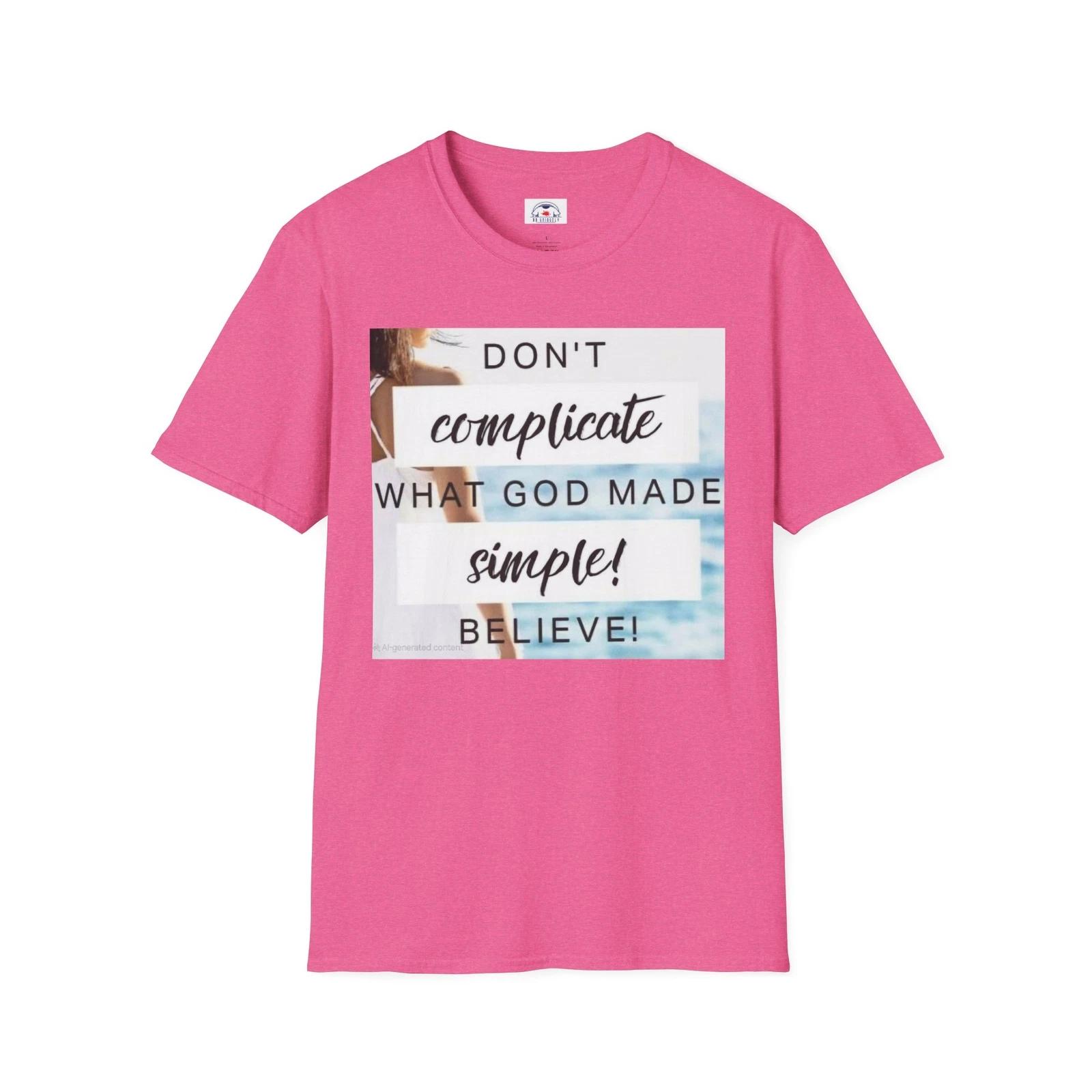 Inspirational Believe God Made Simple T-Shirt Motivational Faith Shirt Christian S