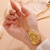Elegant Chinese Filigree Diamond Gourd Pendant Sweater Chain for Women