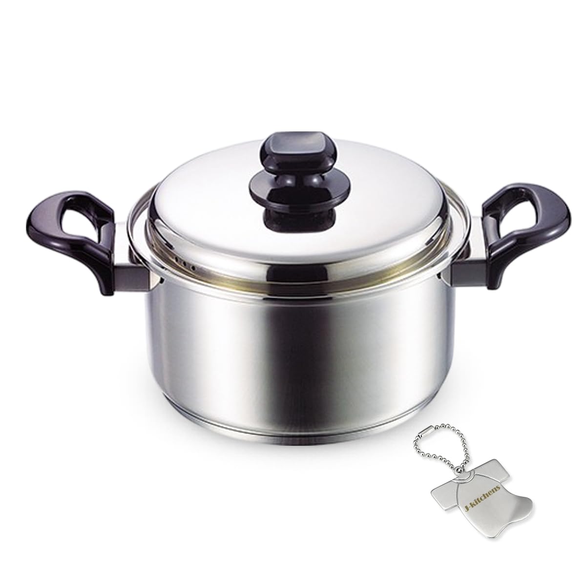 

20cm Gas and Induction Includes Original Tag J-kitchens Double-Handled Pot, Non-Stick, Rust-Resistant, Compatible,