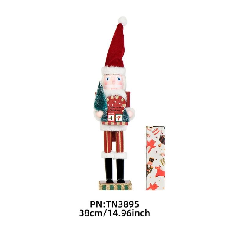 Wood Nutcrackers 38CM Christmas Tree Advents Calendar Hand Painted Seasonal Decoration Ideal For Gifting