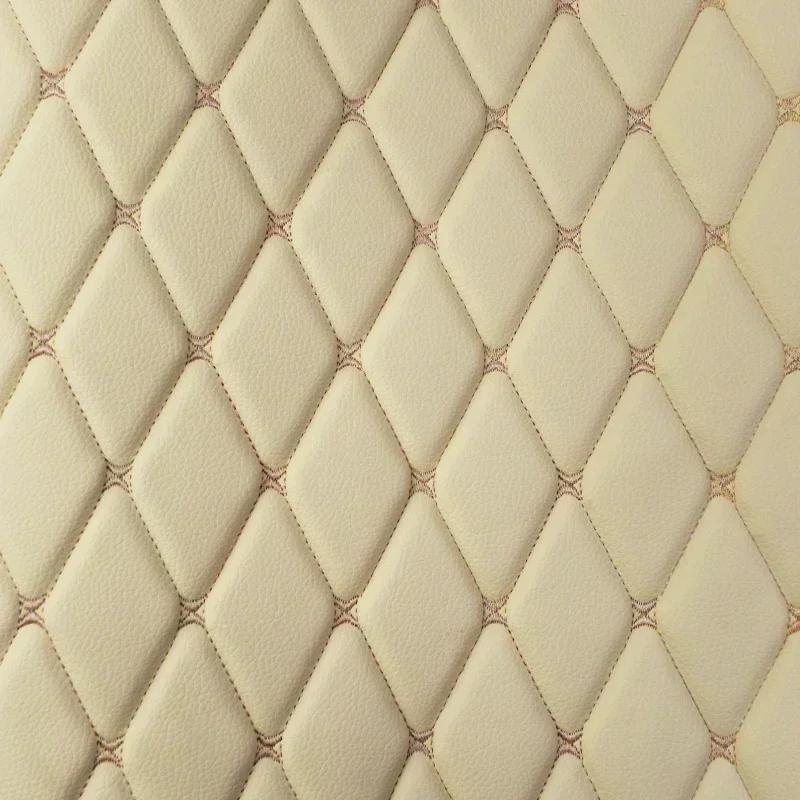 45*160cm Synthetic Leather Fabric with Sponge Lining 0.7mm Artificial Embroidered Plaid Fabrics Car Seat Decoration Trims Craft