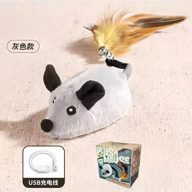 Automatic Sensing Moving Mouse Interactive Cat Toys Electronic Remote Squeaky Cat Toy For Kitten USB Rechargeable Pet Plush Toy