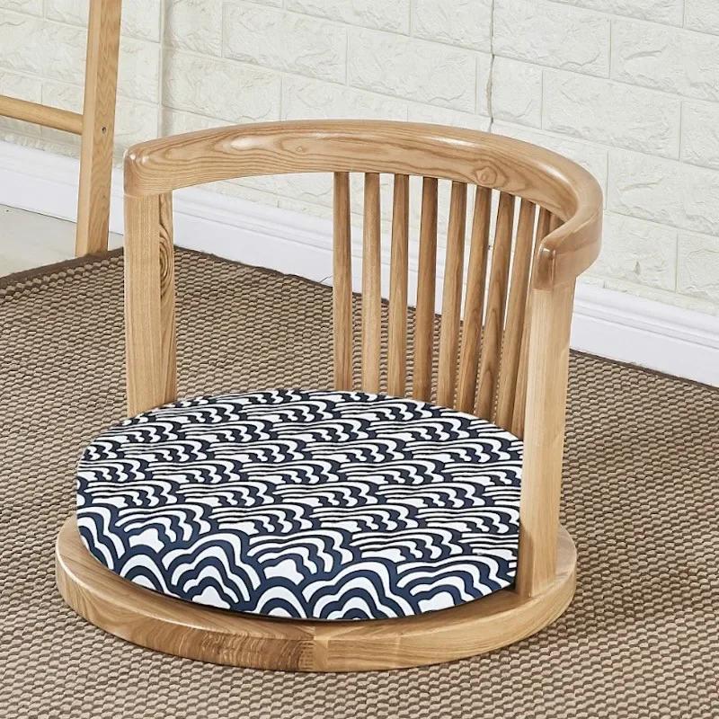 Japanese Meditation Chair - with Armrests & Back Support, Asian Traditional Floor Tatami Style, Solid Ash Wood Armchair