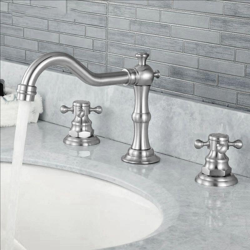 Gold Solid Brass Bathroom Basin Faucet Mixer Taps Antique Black Kitchen Sink Faucet Dual Handles 3 Holes Bathtub Faucet