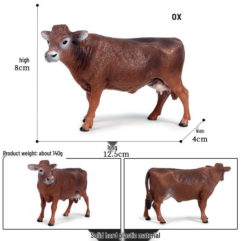 Children's Cognitive Animal Model Toy: Yellow Cow, Buffalo, Rhinoceros, Zebu, Bison, Bull Figurine.