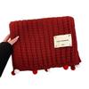 Women's autumn and winter versatile ball warm wool scarf New Christmas red knitted scarf for girls
