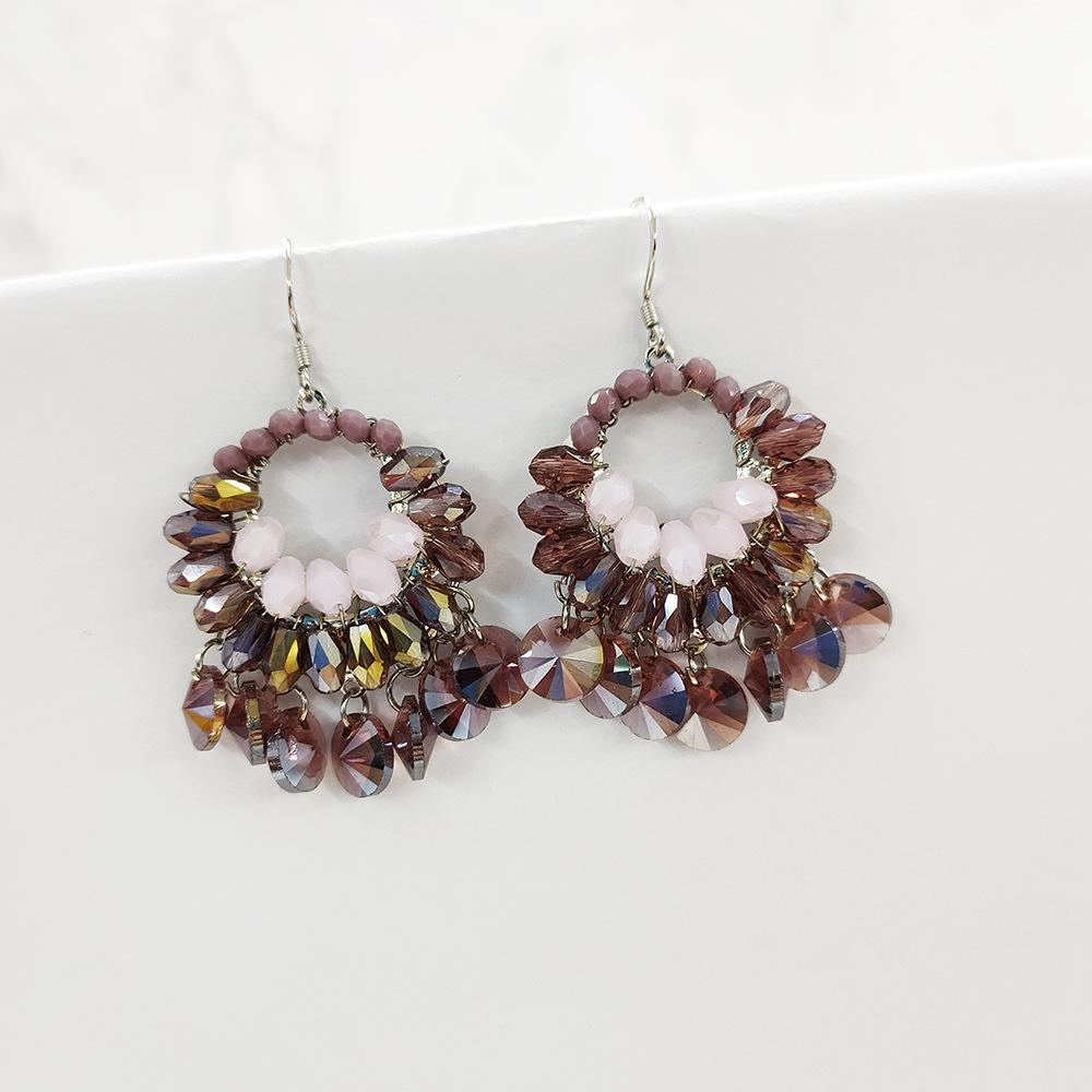 Exaggerated Retro Bohemian Earrings Handmade Beaded Fringed Earrings Vacation Style Ethnic Style Earrings Female