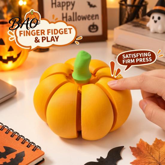 Office Relaxation Fidget Toy 3D Printed Pumpkin Clicker, Stress Relief Clicky Toy, Finger Clicker Mini Halloween Thanksgiving Harvest Holiday