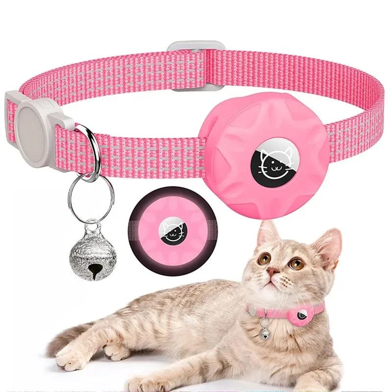 Per Collare per Gatto Apple AirTag, Collare per Animali Air Tag con Supporto AirTag e Campanellino Riflettente GPS Collare per Gattini per Ragazza Ragazzo Gatti gatos