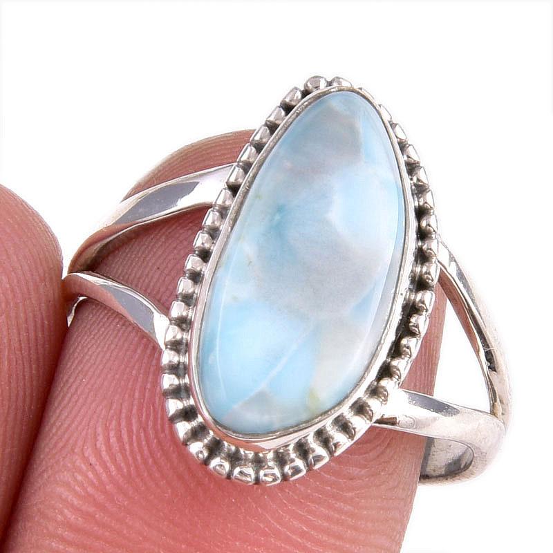

Natural Republic Larimar Gemstone 925 Solid Silver Jewelry Ring Size 8.5 s5g20