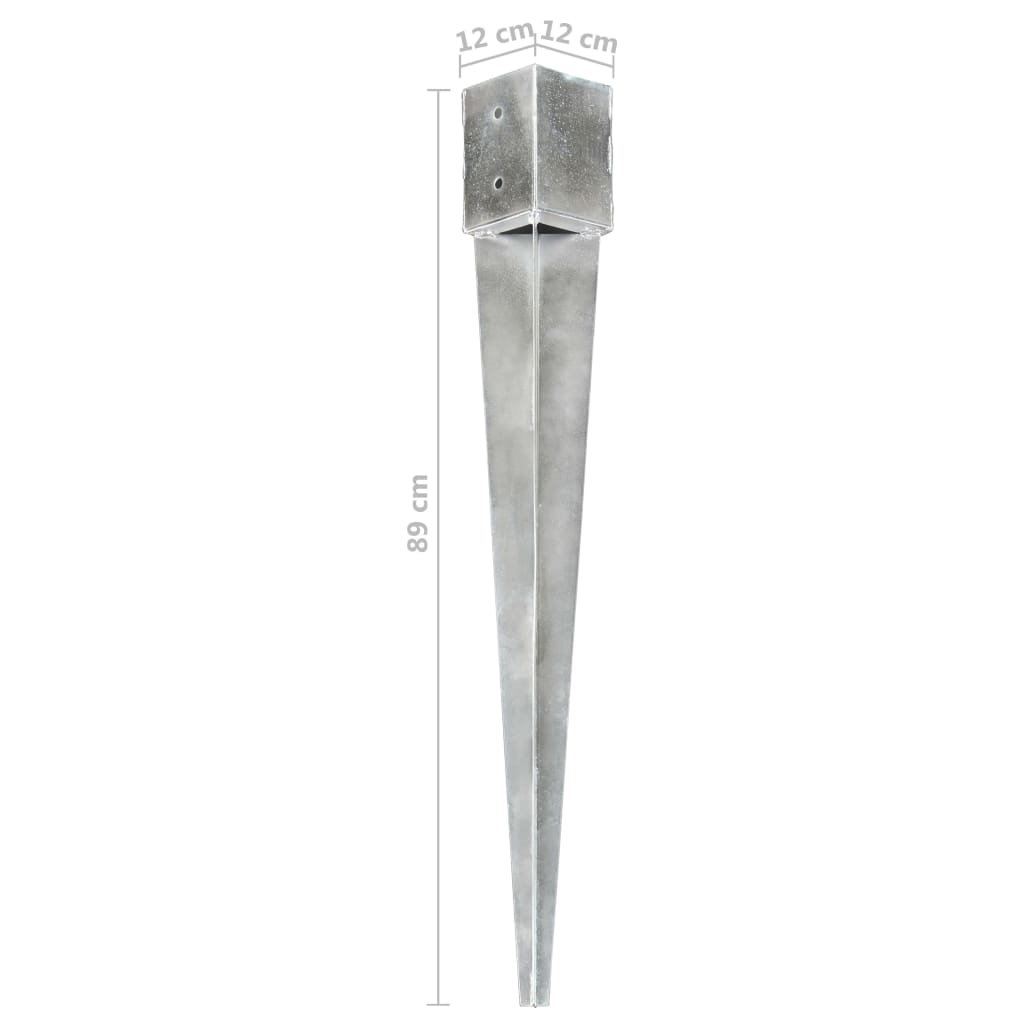 Ground Spikes (2 Pcs) Silver 12*12*89 Cm Galvanized Steel