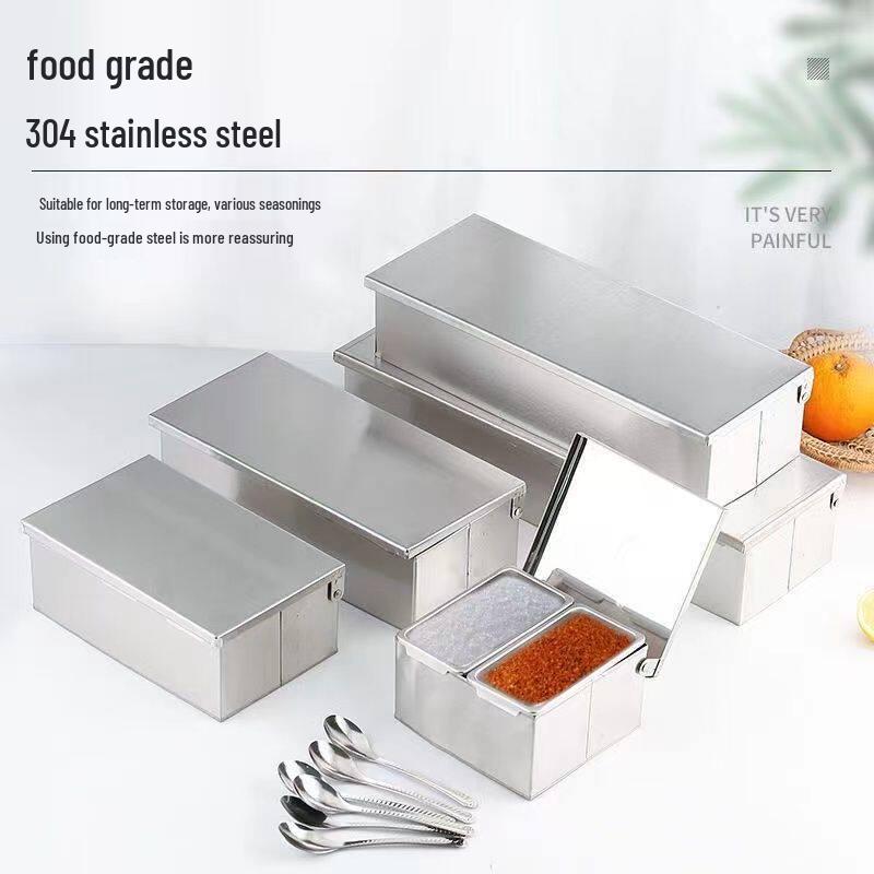 Stainless Steel 3-Compartment Seasoning Box