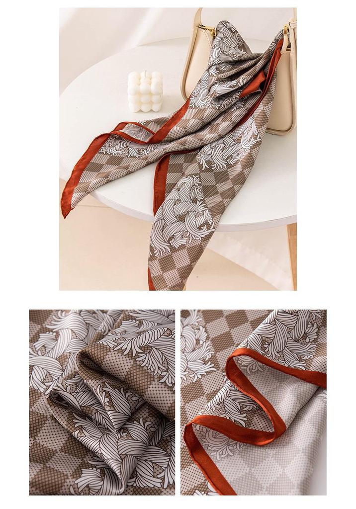 2026 New Women's Silk Scarf: Old Money Style, 86cm Mulberry Silk Crepe Satin, High-Grade Feel, Printed Square Scarf Shawl