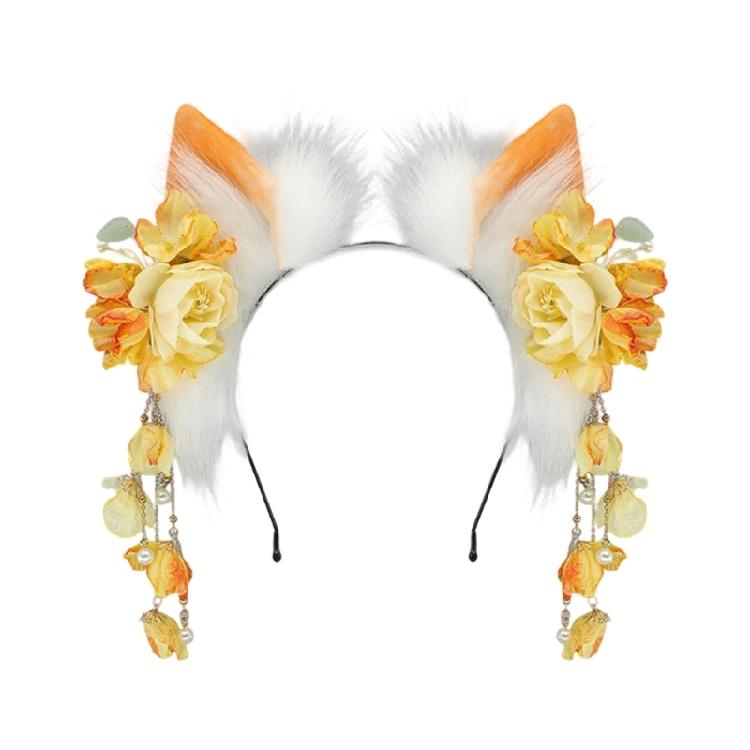 

Elastic Animal Ear Hair Accessory For Anime Dress Styling Soft Plush Design Cultural Festival Outfit Enhancer помаранчевий