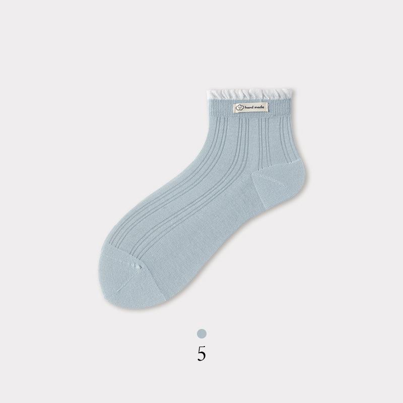 5Pairs Women's Socks Sweet Style Cute Lace Trim Short Socks Summer Thin Short Tube Ballet JK Style Socks