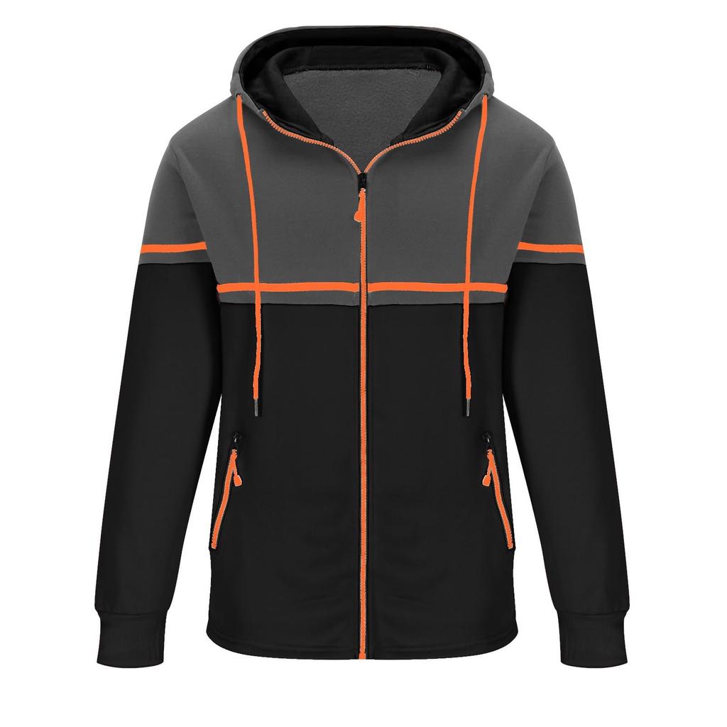 Men Zip Up Jackets Sweatshirt Hooded Winter Coat Sports Outerwear Fall Fashion Clothes