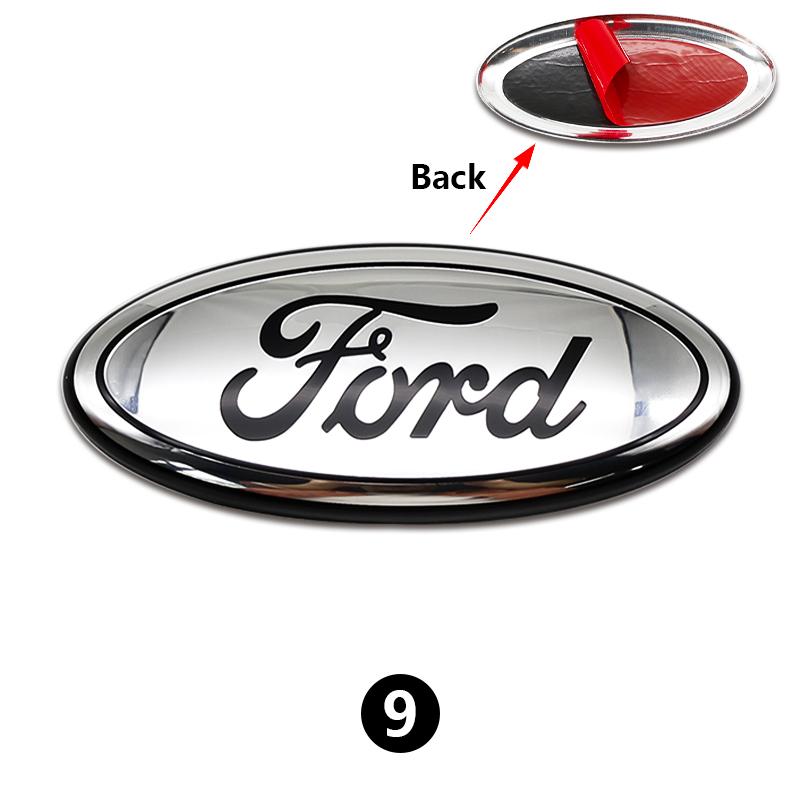 UJOV9 1Pc 17.5cm Aluminum Front Grille Hood Logo Sticker For Ford Focus Fiesta Mondeo Ranger Trunk Accessories 3D Luxury Pro Premium