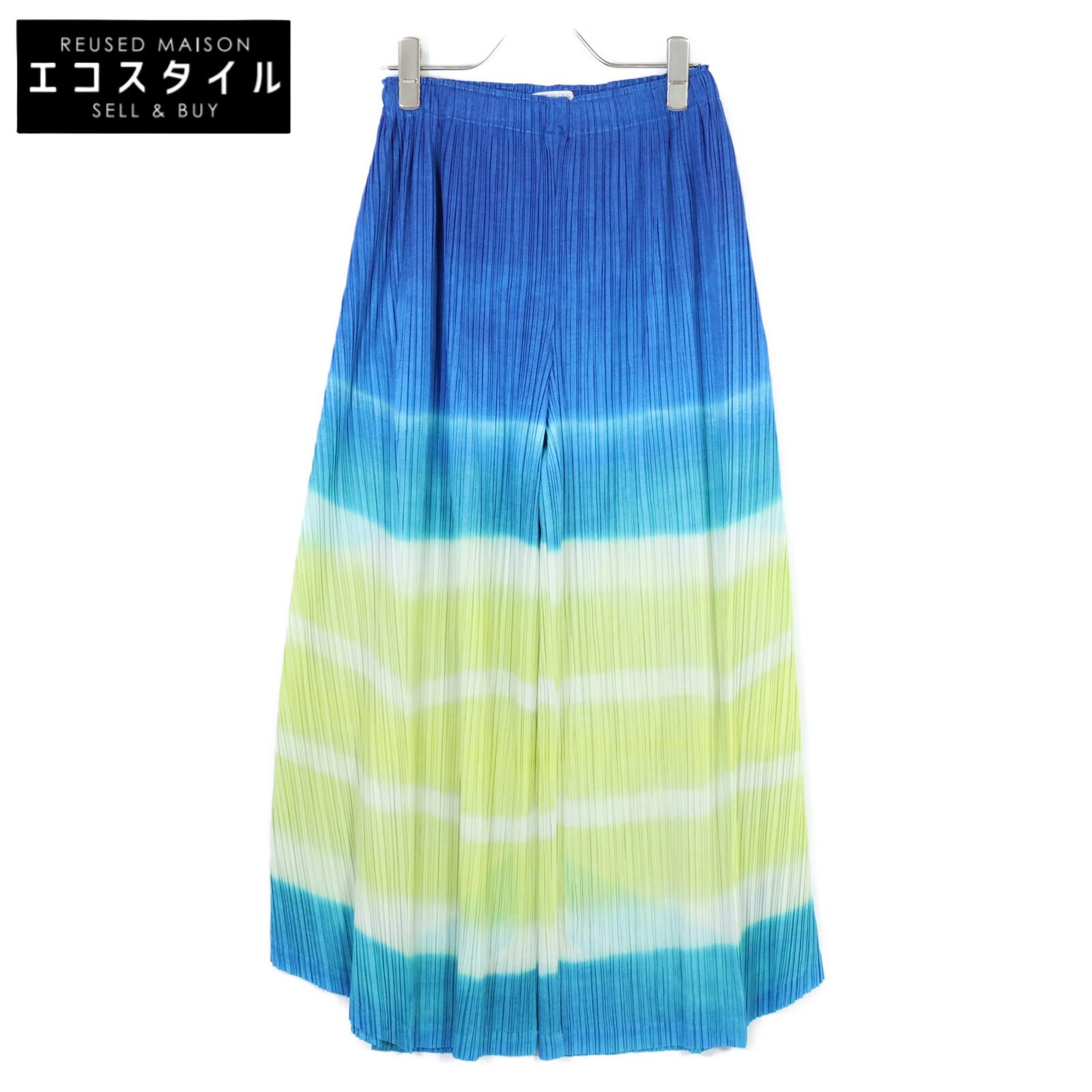 

PLEATS PLEASE PP73-JF764 17AW Blue x Yellow All-Over Print Wide Pants Bottoms 3 Blue x yellowUsed