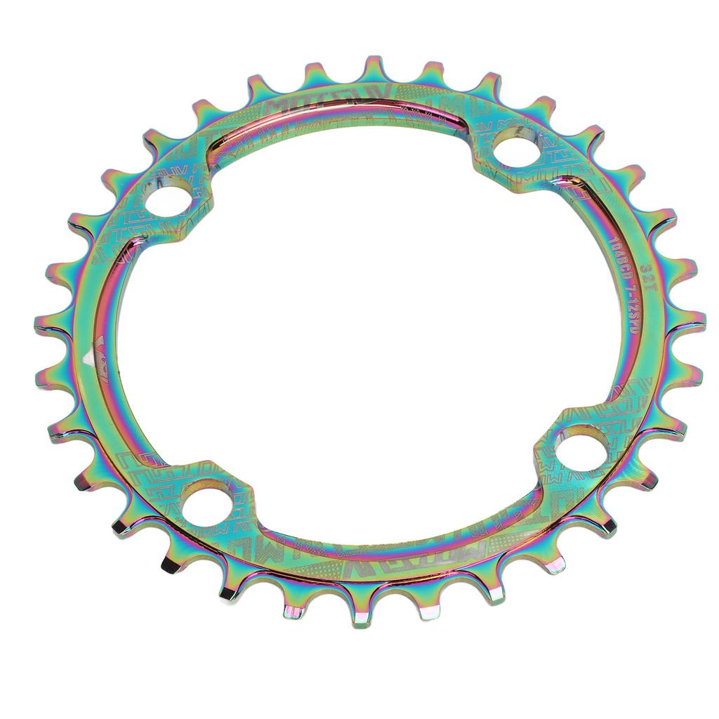 Bike Chainring 104BCD 32T Round Aluminum Alloy Positive Negative Tooth Disc for Mountain Bikes