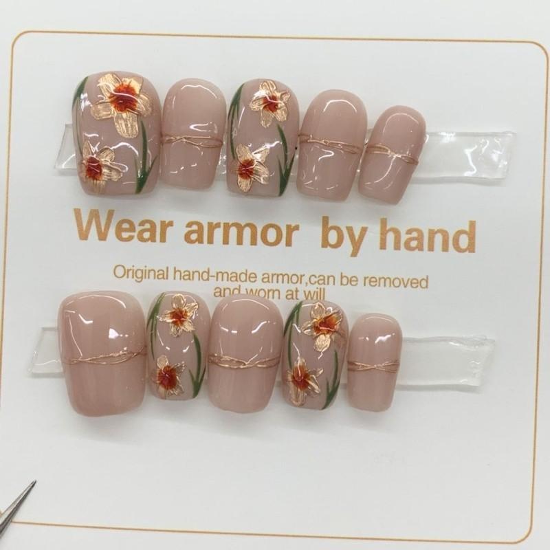 Artificial Nail Flower Manicure Wearable Nails Reusable And Nails Removable
