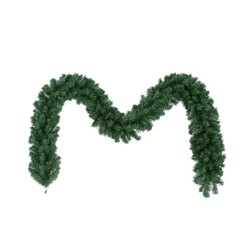2.7M Artificial Christmas Pine Garland Reusable PVC for Holiday Stair Mantel Farmhouse Rustic Style Decor