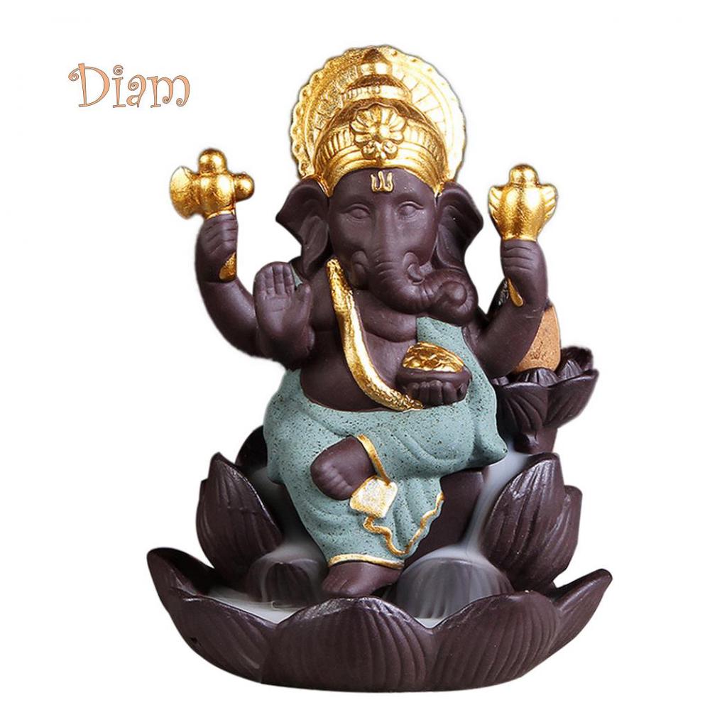 CO&LO Lord Ganesha India Elephant God Backflow Incense Burner Censer Holder Gift Decor
