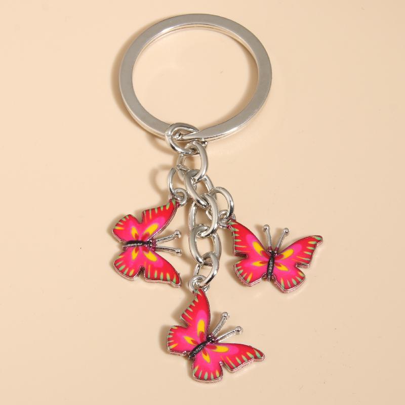 Cute Colorful Butterfly  Enamel Flying Animals Key Chains For Women Girls Accessorie Handmade Jewelry Bag Charm
