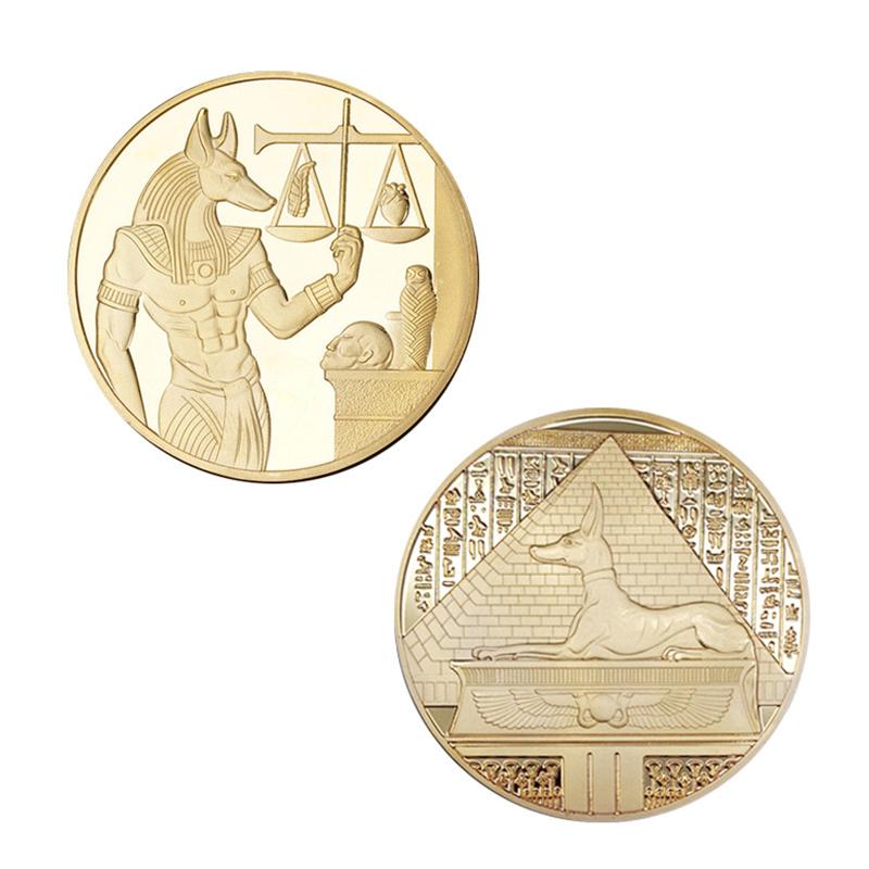 Gilded Egyptian Death Protector Anubis Reaper Commemorative Coin Collection