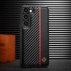 For Samsung Galaxy S25 S24 S23 S22 S21 S20 Ultra S10 Plus FE 5G Case PU Leather Carbon Fiber Style Shockproof Back Cove