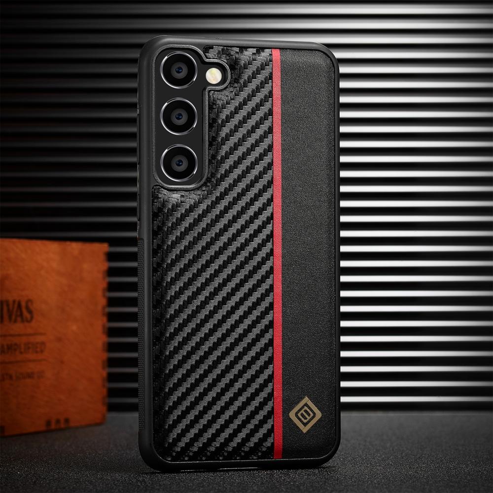 For Samsung Galaxy S25 S24 S23 S22 S21 S20 Ultra S10 Plus FE 5G Case PU Leather Carbon Fiber Style Shockproof Back Cove